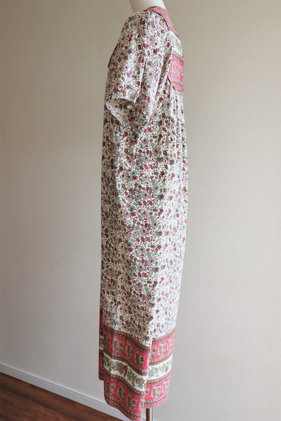 70s Block Print Indian Cotton Maxi Dress