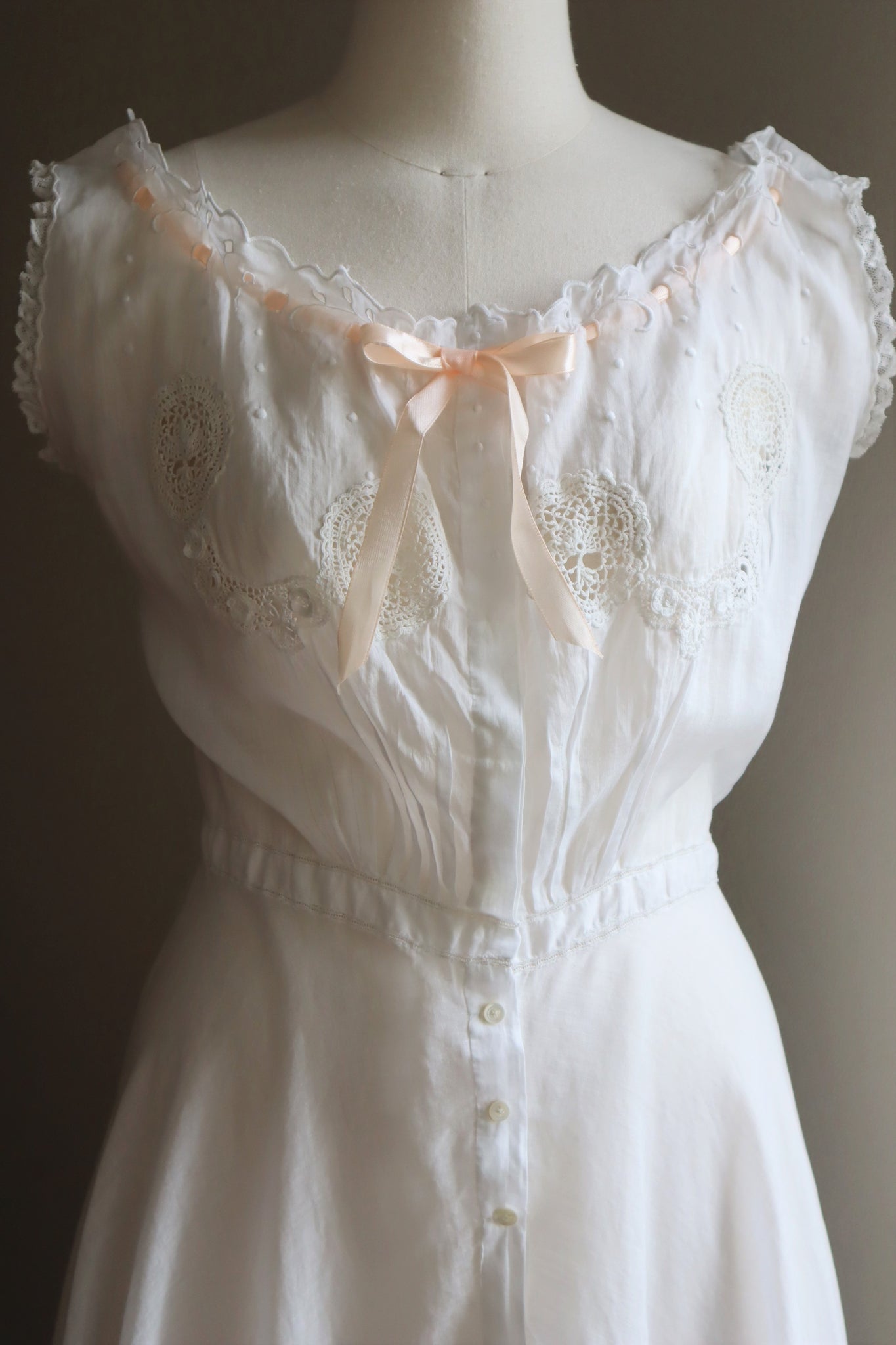 1900s Edwardian Hand Embroidered White Lawn Cotton Romper