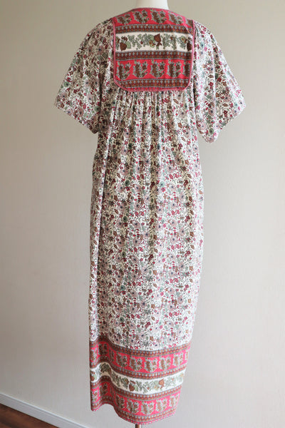 70s Block Print Indian Cotton Maxi Dress