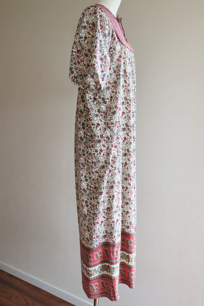 70s Block Print Indian Cotton Maxi Dress