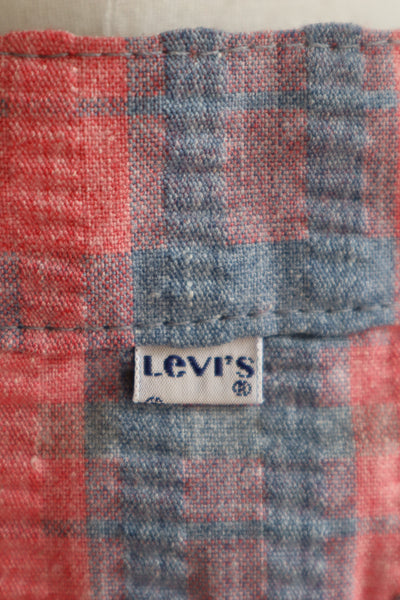 70s Levi's Textured Tartan Plaid High Waisted Flare Bell Bottom Pants