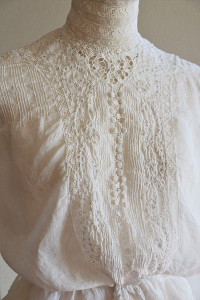 1900s Antique Victorian Linen Blouse