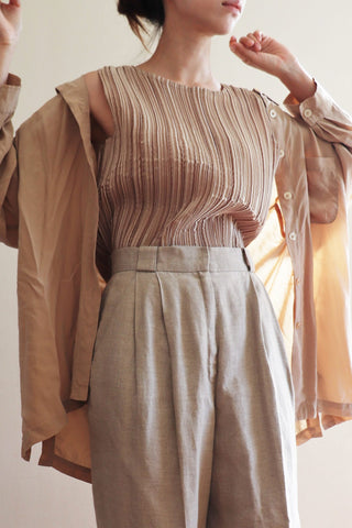 80s Vintage Pleats Tank Top Gold