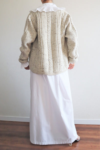 80s Hand Knit Aran Wool Cardigan