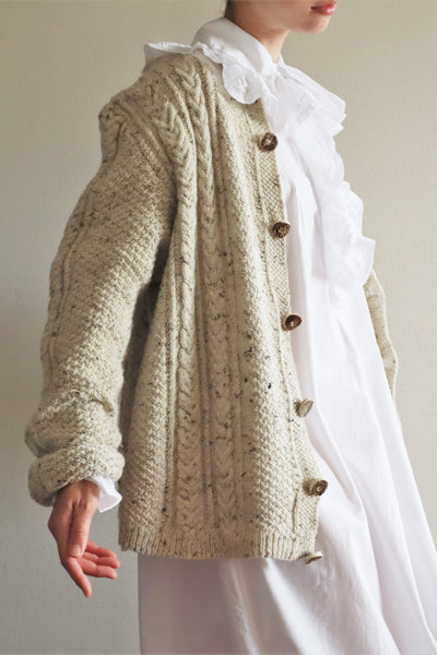80s Hand Knit Aran Wool Cardigan