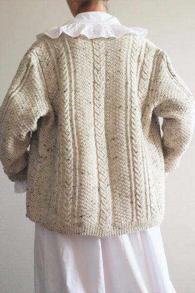 80s Hand Knit Aran Wool Cardigan