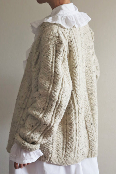 80s Hand Knit Aran Wool Cardigan