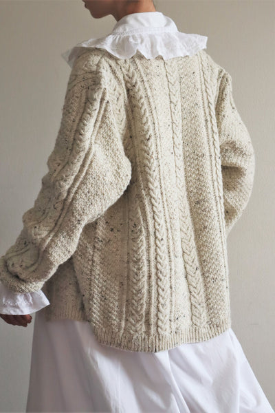 80s Hand Knit Aran Wool Cardigan