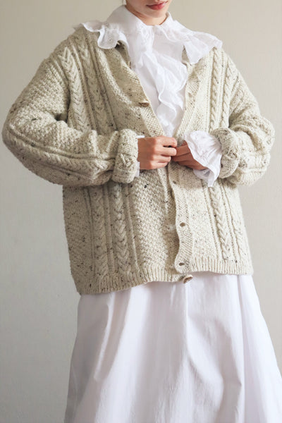 80s Hand Knit Aran Wool Cardigan