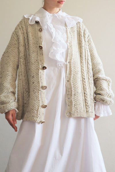80s Hand Knit Aran Wool Cardigan