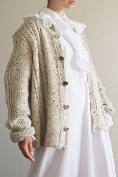 80s Hand Knit Aran Wool Cardigan