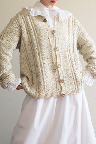 80s Hand Knit Aran Wool Cardigan