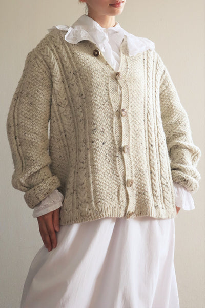80s Hand Knit Aran Wool Cardigan