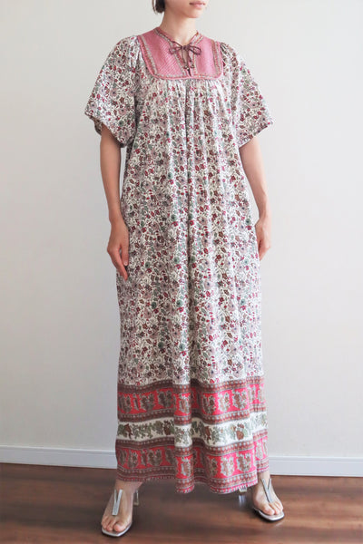 70s Block Print Indian Cotton Maxi Dress