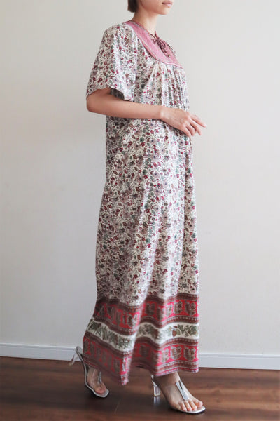 70s Block Print Indian Cotton Maxi Dress