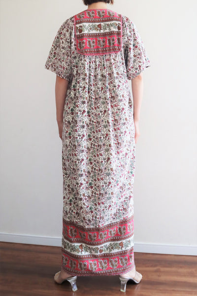 70s Block Print Indian Cotton Maxi Dress