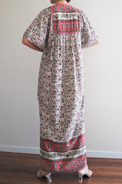 70s Block Print Indian Cotton Maxi Dress