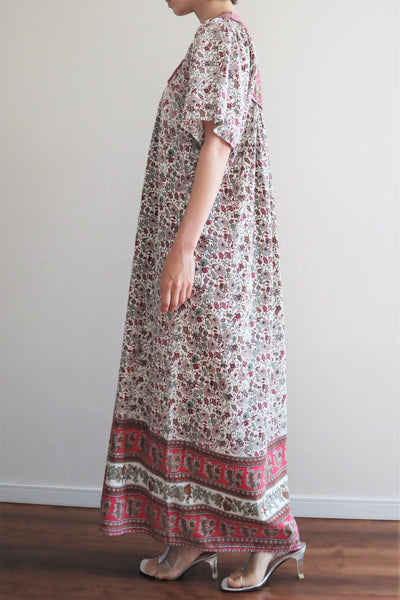 70s Block Print Indian Cotton Maxi Dress