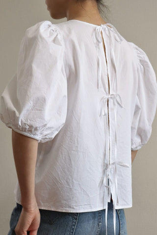 1980s Vintage Puff Sleeve Cotton Blouse