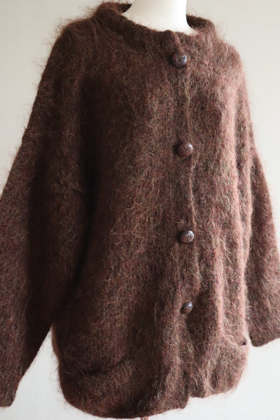 80s Brown Mohair Cardigan