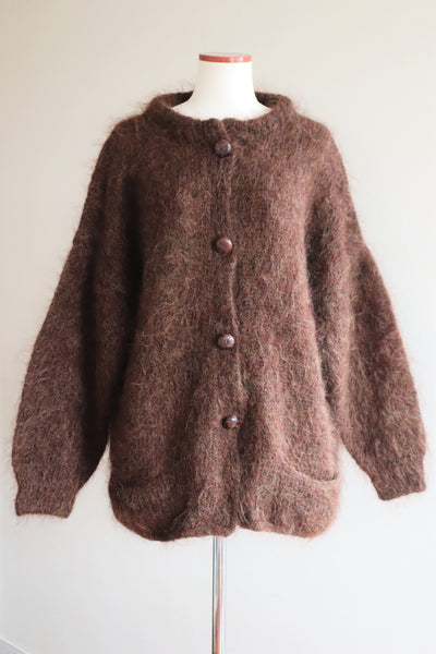 80s Brown Mohair Cardigan