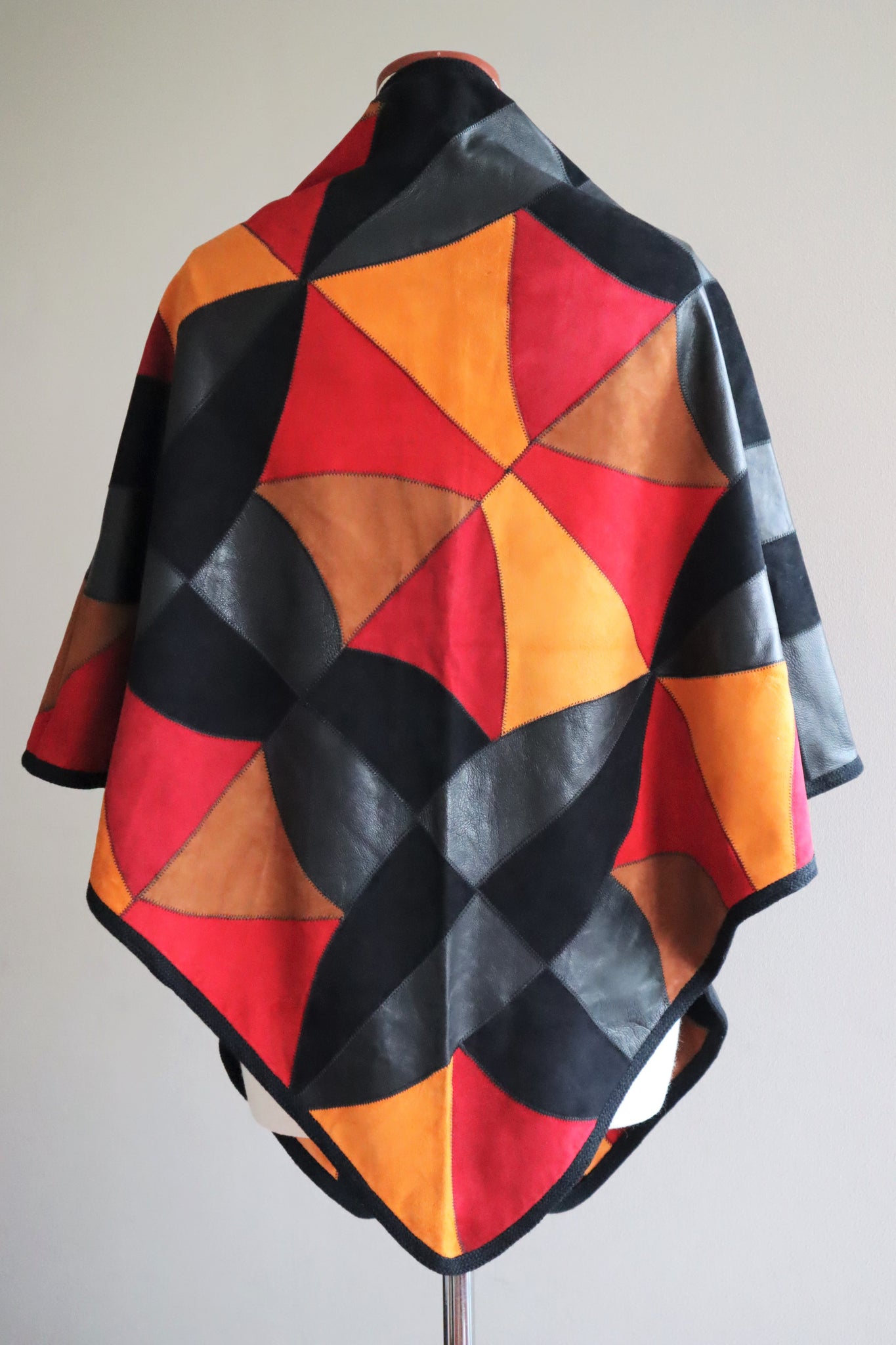 80s Patchwork Suede Leather Shawl