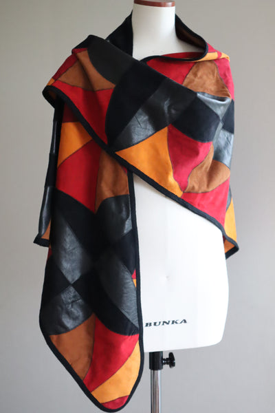 80s Patchwork Suede Leather Shawl