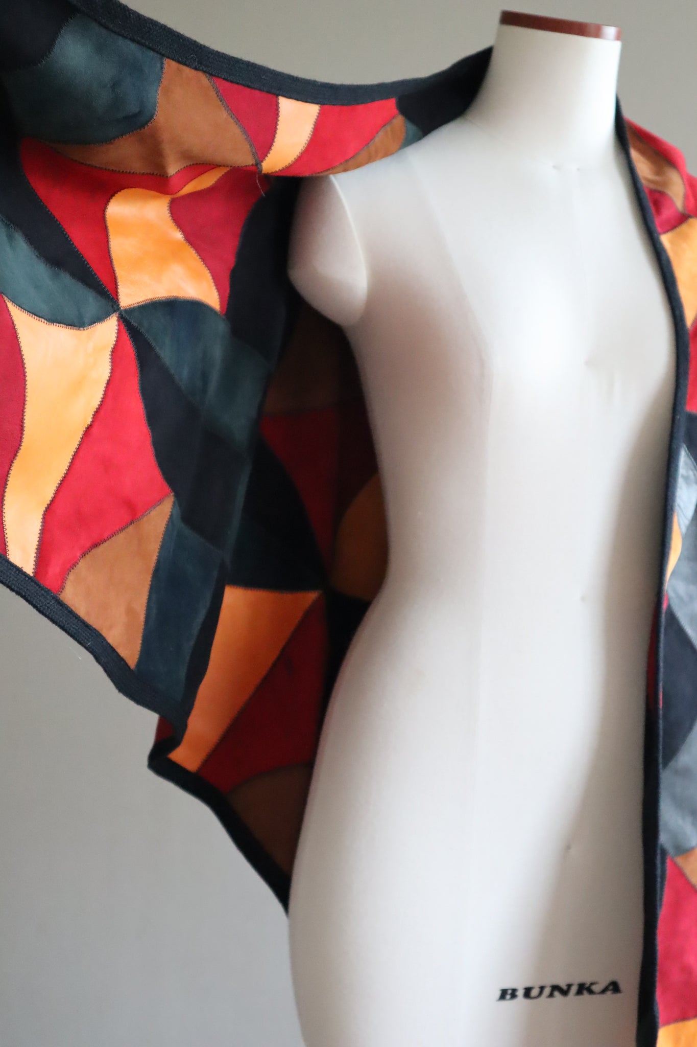 80s Patchwork Suede Leather Shawl