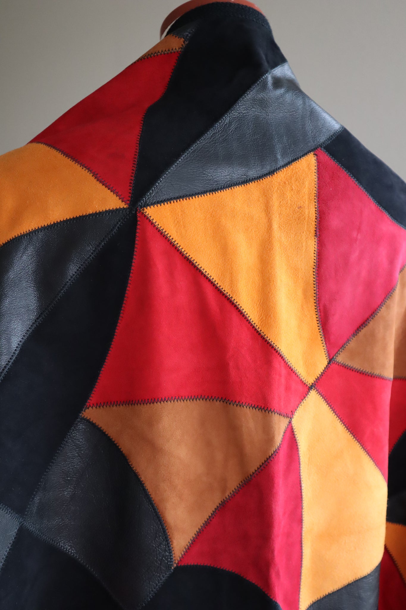 80s Patchwork Suede Leather Shawl