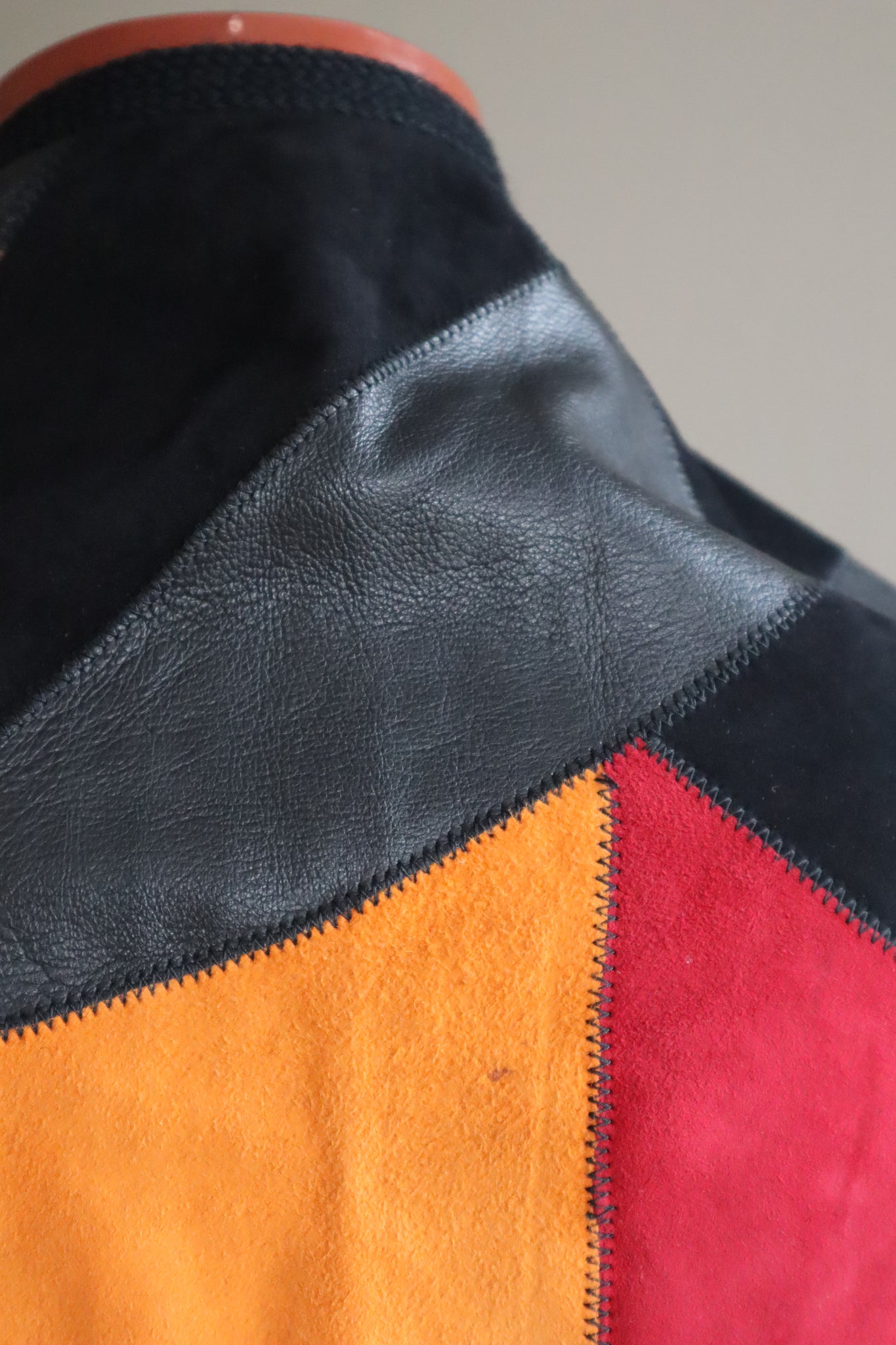 80s Patchwork Suede Leather Shawl