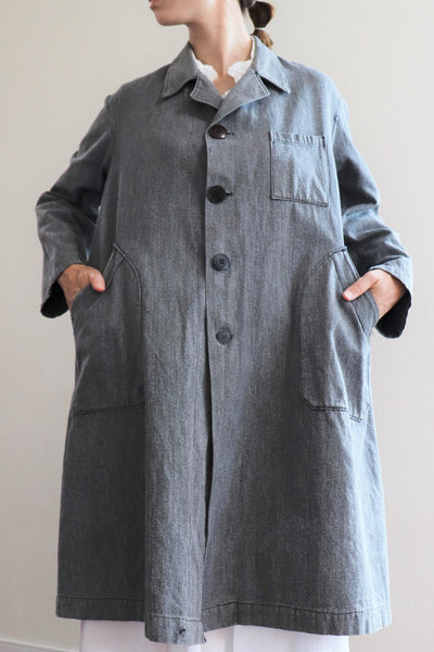 1920s French Salt And Pepper Atelier Coat