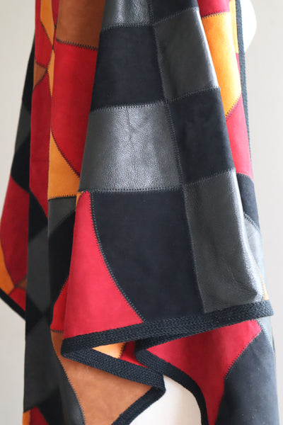 80s Patchwork Suede Leather Shawl