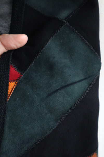 80s Patchwork Suede Leather Shawl