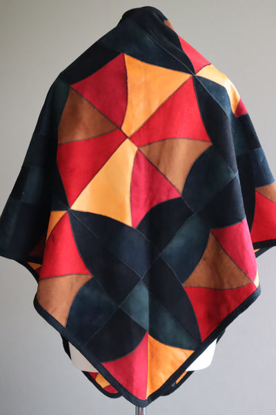 80s Patchwork Suede Leather Shawl