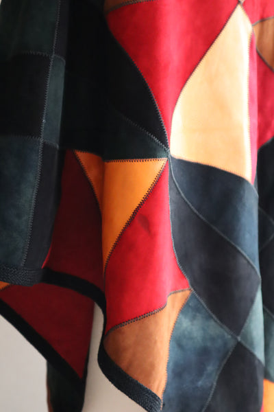 80s Patchwork Suede Leather Shawl