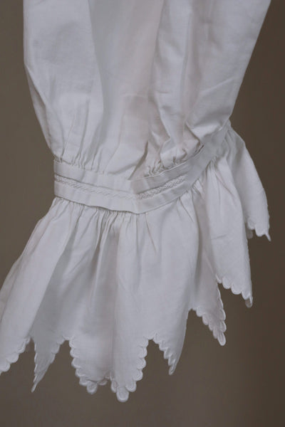 1900s Antique Cotton Frill Maxi Dress White