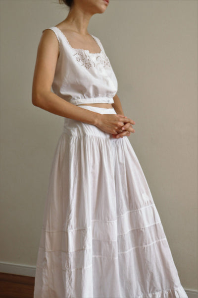 1910s Antique French White Cotton Chemise