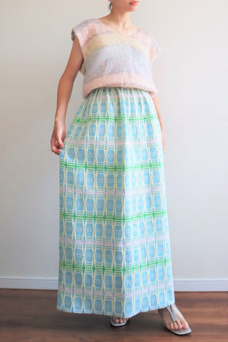 70s Embroidery Knit Long Skirt