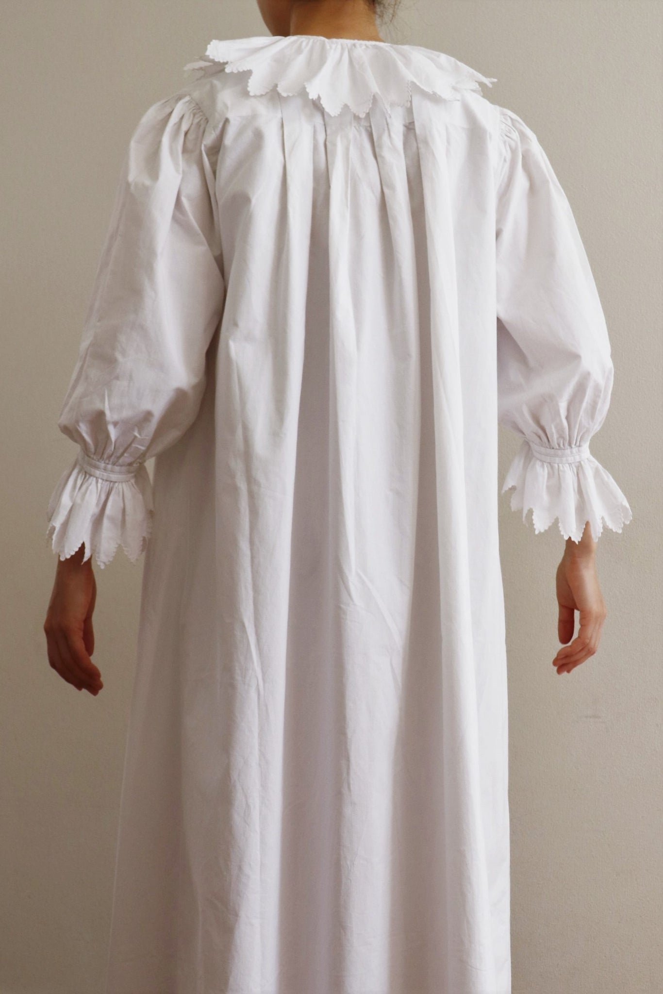 1900s Antique Cotton Frill Maxi Dress White