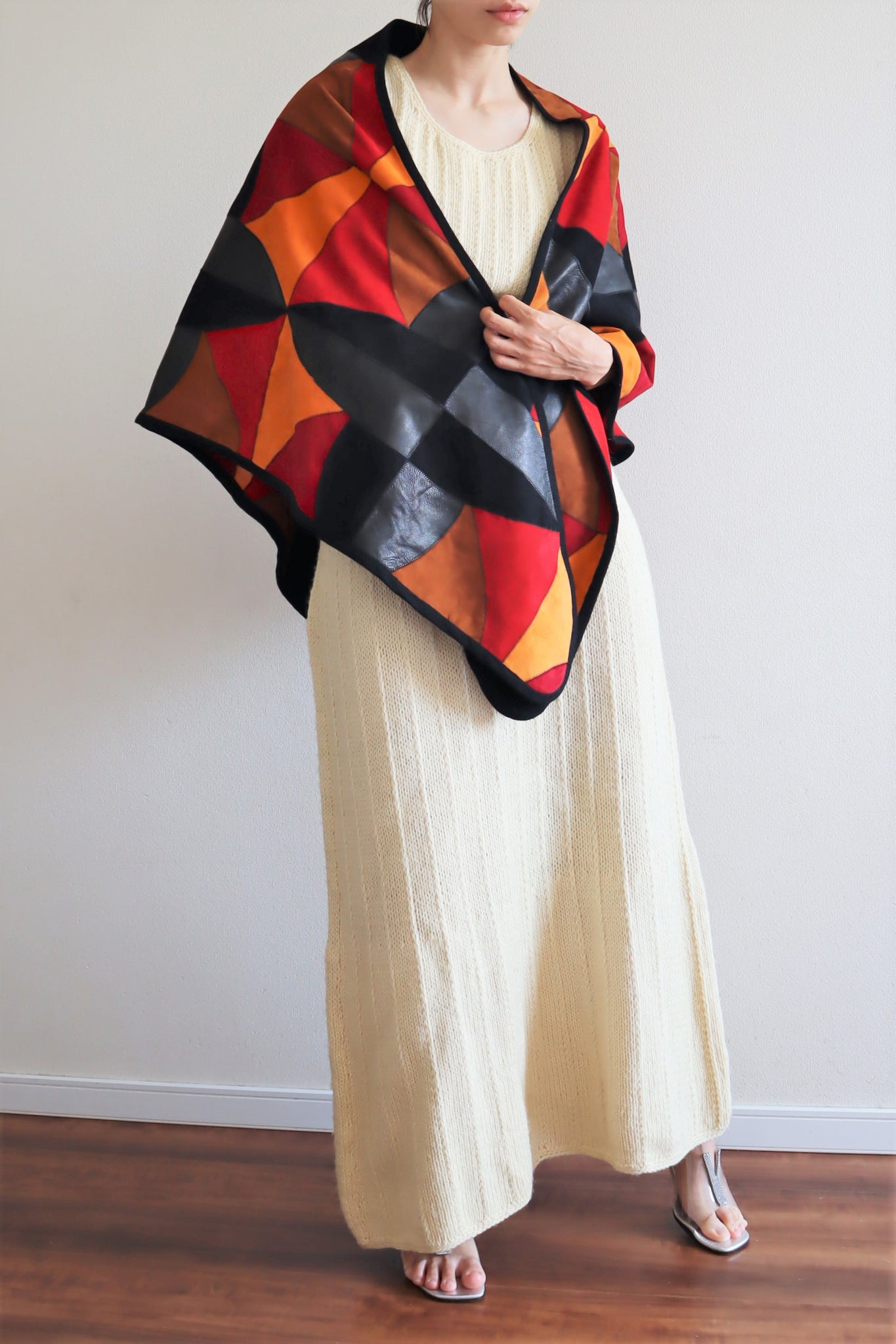 80s Patchwork Suede Leather Shawl