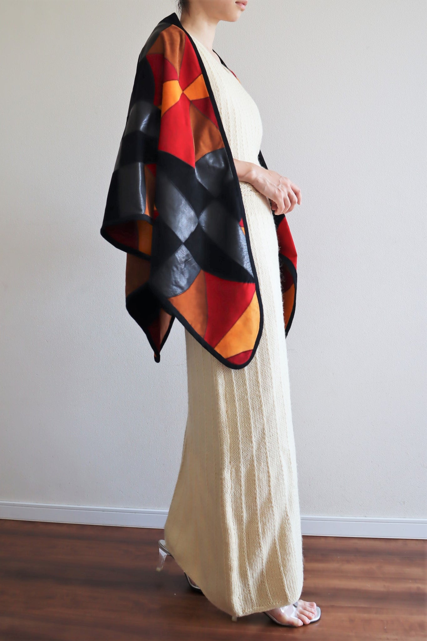 80s Patchwork Suede Leather Shawl