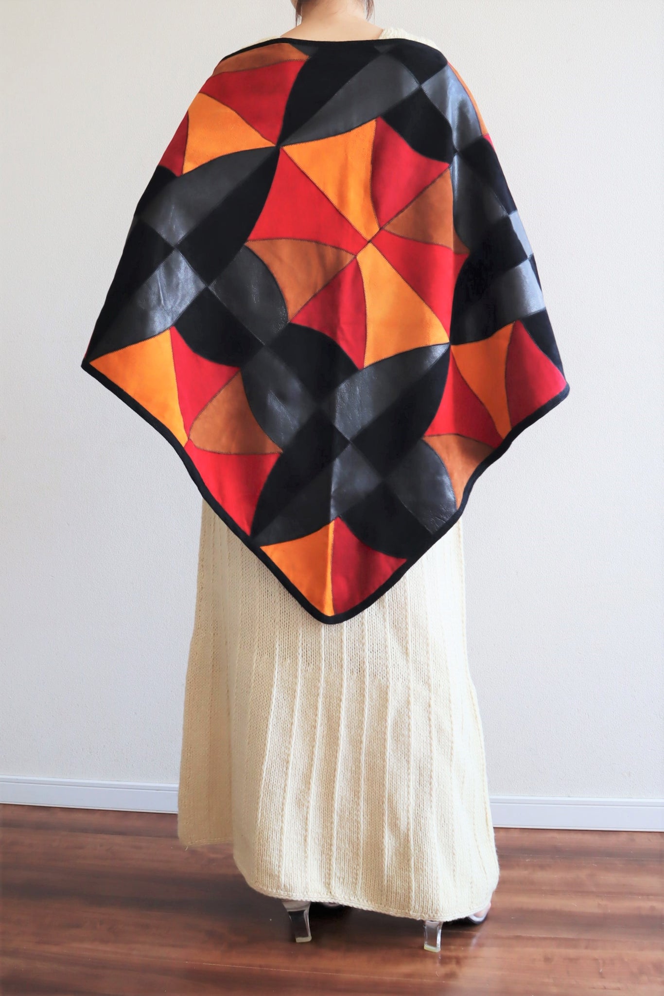 80s Patchwork Suede Leather Shawl