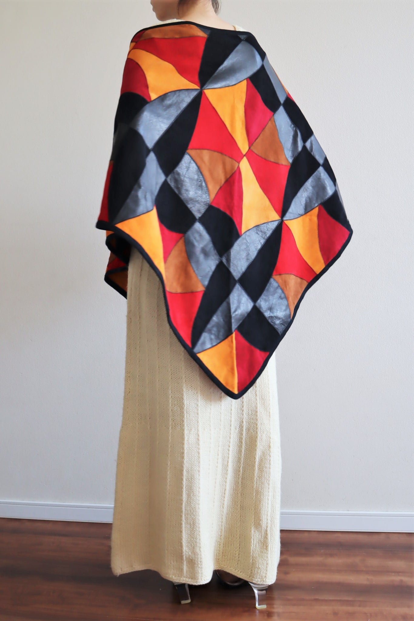 80s Patchwork Suede Leather Shawl