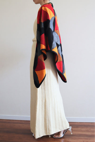 80s Patchwork Suede Leather Shawl