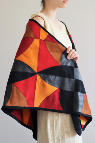 80s Patchwork Suede Leather Shawl