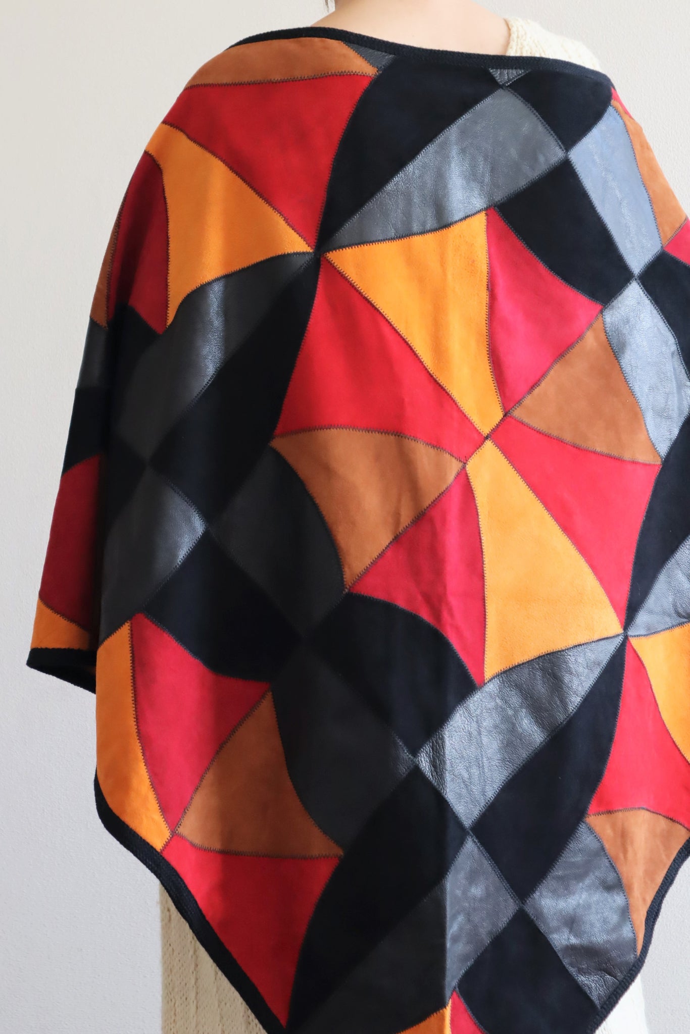 80s Patchwork Suede Leather Shawl