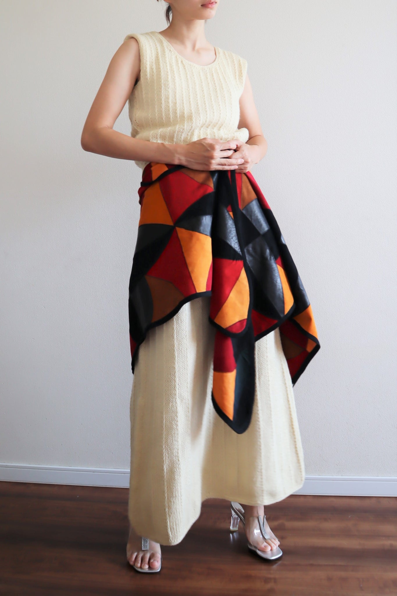 80s Patchwork Suede Leather Shawl