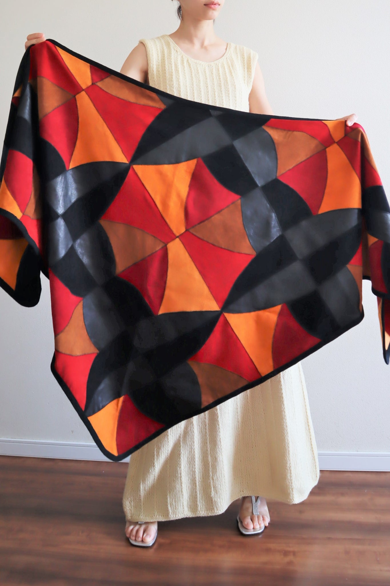 80s Patchwork Suede Leather Shawl