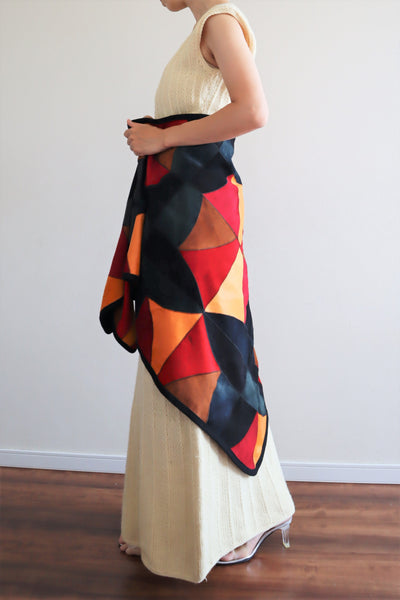 80s Patchwork Suede Leather Shawl