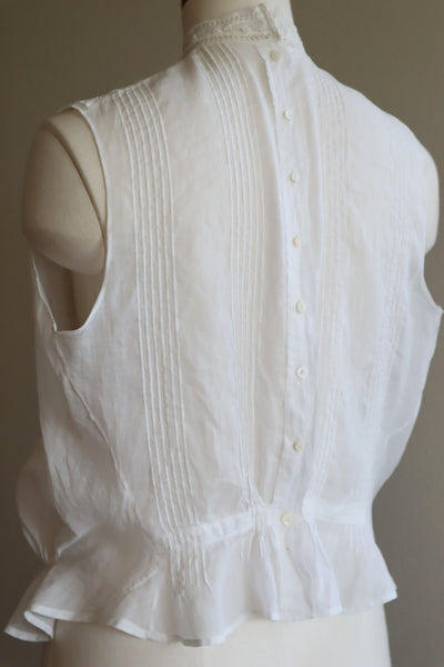 1920s Embroidery  Ruffle Lace Sleeveless Blouse